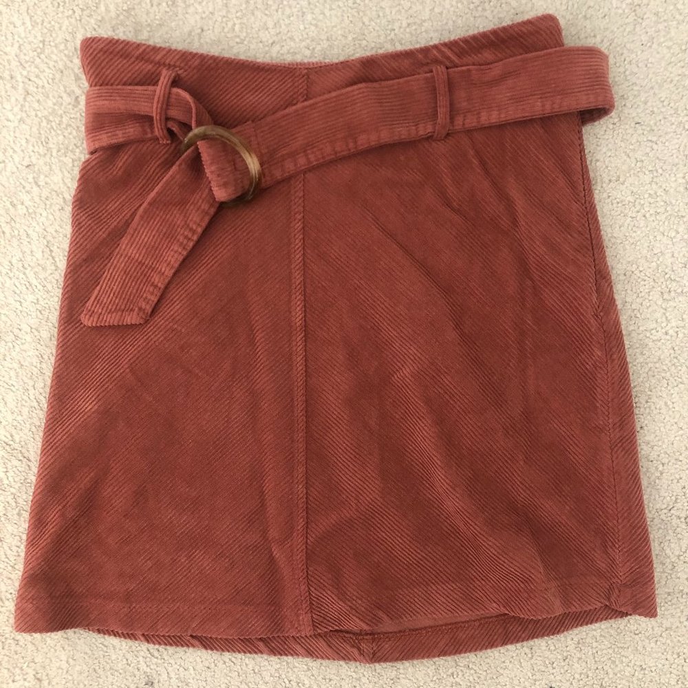 Copper corduroy mini-skirt with belt - Brand new with tags